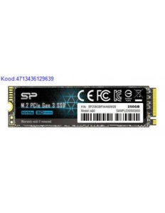 Silicon Power M.2 NVMe 256GB, 2280, PCIe Gen 3x4, A60, Read up to 2,100 MB/s, Write up to 1,200 MB/s (single sided) SP256GBP34A60M28