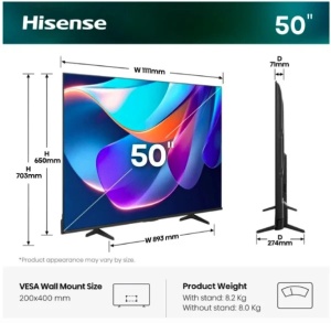 TV HISENSE 50 inca 50E6ST DLED 4K UHD Smart Televizor * - Img 2