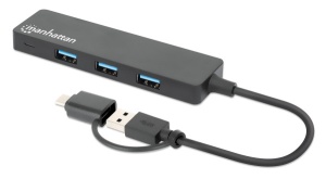 USB-C HUB 4port Manhattan 180863 3.2 G1+USB-C/5Gbps/Crni - Img 1