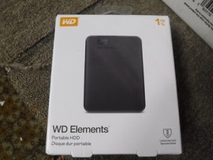 Western Digital External HDD 1TB, Elements Portable, USB3.2 Gen1, Black WDBUZG0010BBK-WESN *