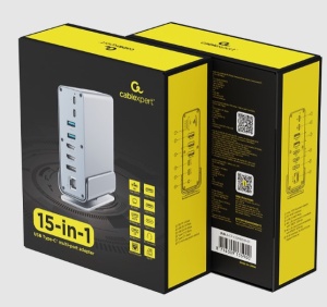 A-CF-COMBO15-01 Gembird USB Type-CF 15-in-1 multi-port adapter (USB hub, Type-CF, HDMI, DP, LAN,3,5) - Img 6