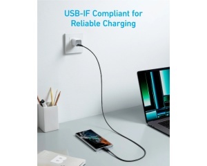 ANKER 322 USB tip-C na USB tip-C kabl M/M 1.8m, 60W, pleteni, crni - Img 3