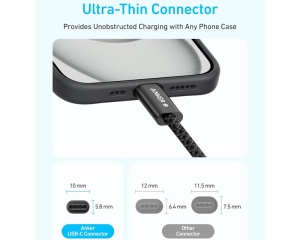 ANKER Zolo USB tip-C kabl M/M 1m, za Apple, super brzo punjenje 240W/480Mbps, pleteni, crni - Img 3