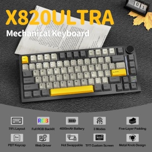 Bežična gaming tastatur Attack Shark X820Ultra Mehanička/TriMode/TFT Screen/Gasket/Starry Black - Img 2