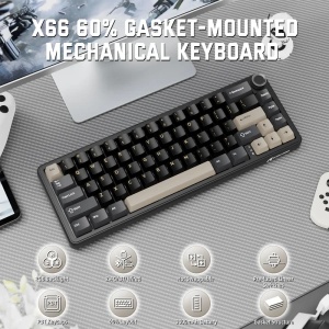 Bežična gaming tastatura Attack Shark X66 Mehanička/TriMode/Multimedia Control/Hot Swap/Star Black - Img 4