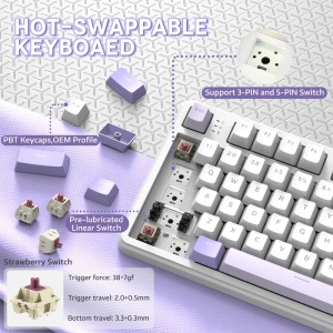 Bežična gaming tastatura Attack Shark X87 Mehanička/TriMode/4000mAh/Hot Swap/Twilight - Img 4