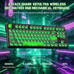 Bežična gaming tastatura Attack Shark X87 Ultra Mehaniča/8KHz/Tri-Mode/Dot-Matrix Screen/Shadow Jade - Img 2
