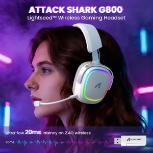 Bežične gaming slušalice Attack Shark G800 50mm/3D Surround/TriMode/Aluminium/White - Img 2