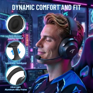 Bežične gaming Slušalice Attack Shark L50Pro 53mm/7.1 Surround/TriMode/1100mAh/Aluminium/Black - Img 4