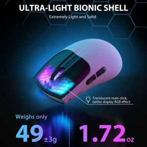 Bežični gaming miš Attack Shark X5 TriMode/Superlight/LongBattery/RGB Click/Ergonomic/White-Black - Img 4