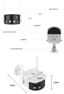 CAM-IP4MP-N4D2J GMB kamera 4 mpix microSD iCSee xmeye pro app Two-way voice, wide 180, ip66 32:9pano - Img 5