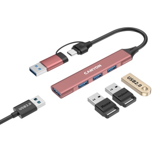 CANYON hub DS-02 4in1 USB-A/C Pink CNS-TDS02P - Img 4