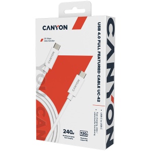 CANYON UC-42, cable, U4-CC-5A2M-E, USB4 TYPE-C to TYPE-C cable assembly 20G 2m 5A 240W(ERP) with E-MARK, CE, ROHS, white CNS-USBC42W - Img 2