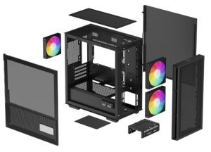 DeepCool CH360 DIGITAL mATX Kuciste,Dual Status Display, 2xLED 140mm +1x120mm, Staklena strana,USB-C - Img 5