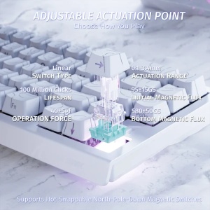 Gaming tastatura Attack Shark X68HE Magnetic Switch/RT/Snap Tap/DKS/MT/TGL/White Contour - Img 3