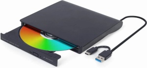 Gembird DVD±RW External Drive 8X, USB Type-C/TypeA (m), USB 3.1 Gen.1, Dual Layer, USB powered, Black DVD-USB-031