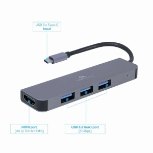 Gembird USB Type-C 2-in-1 multi-port adapter (Hub + HDMI) A-CM-COMBO2-01