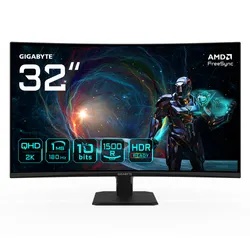 Gigabyte 31.5" 180Hz QHD 2560x1440 VA 1500R, Flicker-Free, Low Blue Light GS32QCA EU