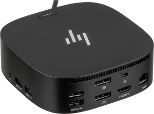 HP HP USB-C Dock G5, 1 USB Type-C (front); 1 USB 3.0 (side, charging SS); 3 USB 3.0 (back, charging); 2 DisplayPort; 1 HDMI 2.0; 1 headphone/microphone combo, Black 5TW10AA#3YW *