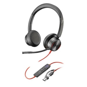 HP Poly HP Poly Blackwire 8225 Stereo Microsoft Teams Certified USB-C Headset +USB-C/A Adapter, Black, 2yw 8X225AA