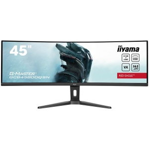 Iiyama G-MASTER Red Eagle GCB4580DQSN-B1LED monitor gaming curved 45" (44.5" viewable) 5120 x 1440 Dual Quad HD @ 165 Hz VA 450 cd/m² 3000:1 HDR400 0.8 ms 2xHDMI DisplayPort speakers black matte GCB4580DQSN-B1 GCB4580DQSN-B1
