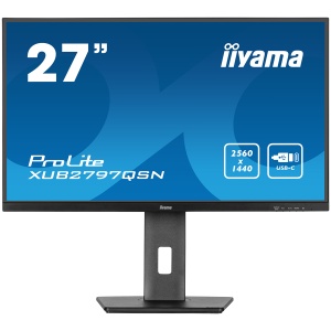 IIYAMA Monitor LED XUB2797QSN-B2 27" IPS 2560 x 1440 @100Hz 300 cd/m² 1300:1 1ms HDMI DP USB-C 65W RJ45 Daisy Chain USB Hub 3.2 height, swivel, tilt, pivot (rotation both sides), 3-side borderless design, matte finish XUB2797QSN-B2 *