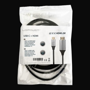 Kabl LC Power LC-C-C-HDMI-2M USB-C na HDMI2.0 4K 60Hz Alu Gold-Plated 2m