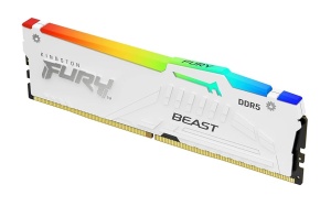 Kingston DDR5 32GB (2x16GB) 5200MT/s [FURY BEAST RGB], Non-ECC UDIMM, CL40 1.25V, 288-Pin 1Rx8, White, Memory Kit, w/RGB Heatsink, XMP KF552C40BWAK2-32
