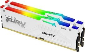Kingston DDR5 64GB (2x32GB) 5600MT/s [FURY BEAST RGB], Non-ECC UDIMM, CL36 1.25V, 288-Pin 2Rx8, White, Memory Kit, w/RGB Heatsink, XMP & EXPO KF556C36BWEAK2-64