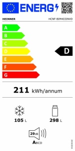 Kombinovani frižider HEINNER HCNF-BIM403INVD/No Frost/inverter/ugradni/69x195,3 - Img 2