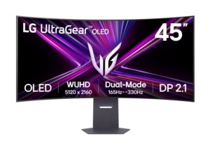 LG 44.5" UltraGear Curved 800R OLED 5K2K 5120x2160@165Hz/330Hz Dual-Mode,21:9,1500000:1,275 cd/m²,0.03ms,178º/178º,2PBP,HDR 10,FreeSync Premium Pro,2 HDMI,1 DP,USB-C,USB Upstream/2 USB Downstream Port 3.0,10Wx2,Height/Tilt/Swivel,Black,3 yw 45GX950A-B - Img 3