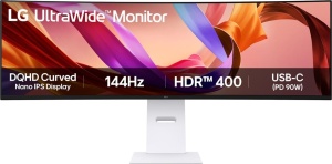 LG 49" UltraWide Dual AG QHD 5120x1440@144Hz Curved Nano IPS,32:9,1000:1,400cd/m²,5ms,178º/178º,HDR 10/HDR 400,FreeSync Premium,G-SYNC ,2 HDMI,1 DP 1.4,USB-C,2xUSB Down 3.0/Upstream Port 2.0,VESA 100x100mm,10Wx2,Tilt/Height/Swivel, 3yw 49U950A-W