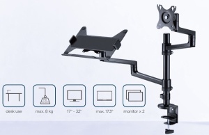 MA-DA-04 Gembird Podesivi stoni drzac za monitor tilt, 17-32 max.8kg + nosac za laptop - Img 6
