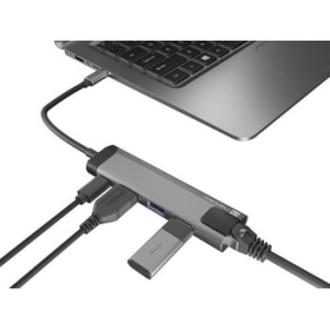 Natec FOWLER GO, USB Type-C 5-in-1 Multi-port Adapter (USB3.0 Hub + HDMI + PD + Gigabit LAN), Max. 100W Output, Black NMP-1985