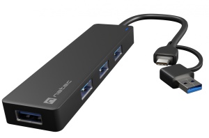 Natec MAYFLY, USB 3.0 Hub, 4-Port, USB Type-C Adapter, Cable 15 cm NHU-2023