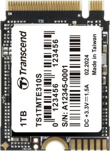 Transcend M.2 NVMe 1TB, 2230, PCIe Gen 4x4, 3D TLC, DRAM-less, Read up to 5000 MB/s, Write up to 3500 MB/s, Single-sided TS1TMTE310S