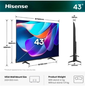 TV HISENSE 43 inca 43E6ST QLED 4K UHD Smart televizor - Img 2