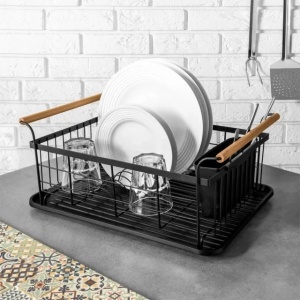 Vilde 150623 - Metalni ocedjivac za sudove sa drvenim drskama 42,5 x 29,5 x 19 c - Img 2