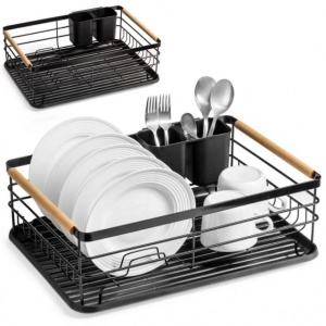 Vilde 229002 - Metalni ocedjivac za sudove sa drvenim drškama 43x32x14,5cm