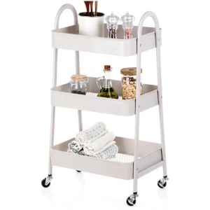 Vilde 568116 - Metalna polica sa 3 nivoa,bež 44×31,5×78,5 cm - Img 2