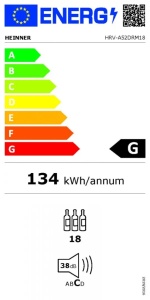 Vinski frižider HEINNER HRV-A52DRM18/55l/18boca(750ml)/1zona - Img 4