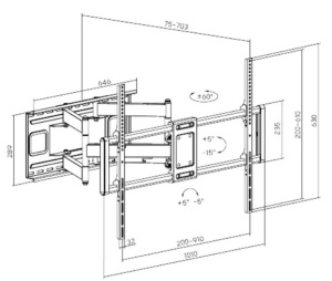 WM-120ST-01 Gembird TV nosac rotate/tilt 60-120 VESA 90x60cm, max 120kg, drzac - Img 7
