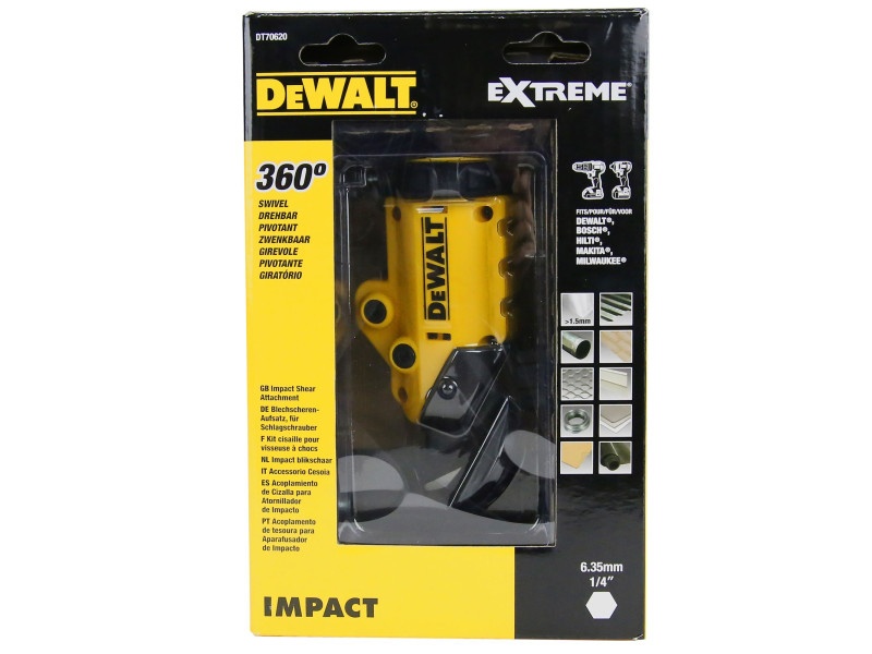 Adaptor de tăiere cu cap rotativ DEWALT 360° pentru mașini fără fir cu clemă de 1/4"