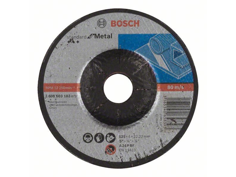 BOSCH Disc de curățare pentru metal 125 x 6,0 x 22,2 mm curbat Standard pentru metal A 24 P BF