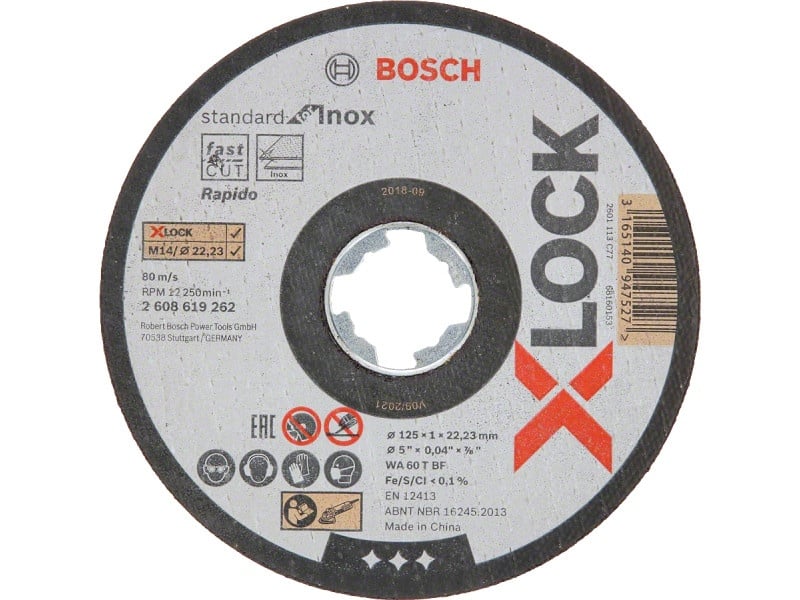 BOSCH Disc de tăiat pentru metal 125 x 1,0 x 22,2 mm inox drept WA 60 T BF X-LOCK