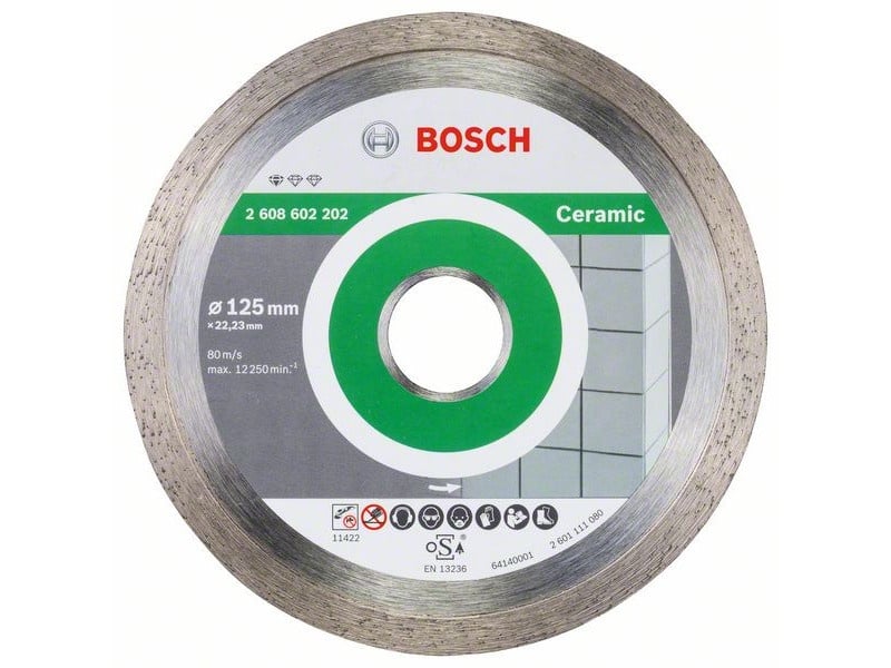 BOSCH Disc de tăiere diamantat 125 x 1,6 x 7,0 x 22,2 mm continuu Standard pentru ceramică