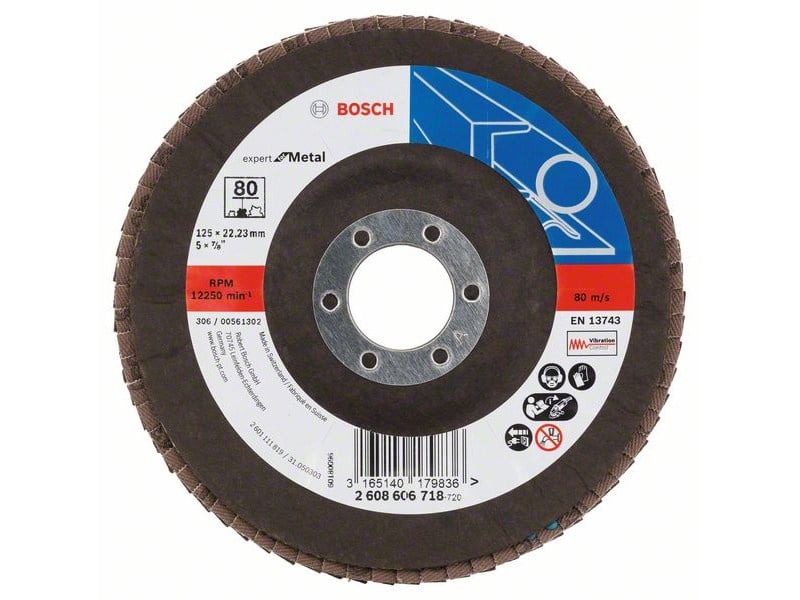 BOSCH Disc polizor conic 125 x 22,2 / P80 zirconiu-corindon X551 inox