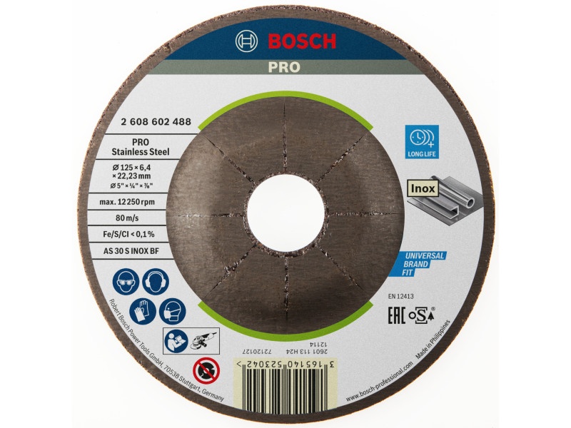 BOSCH Discuri de curățare pentru oțel inoxidabil 125 x 6,0 x 22,2 mm curbate AS 30 S INOX BF