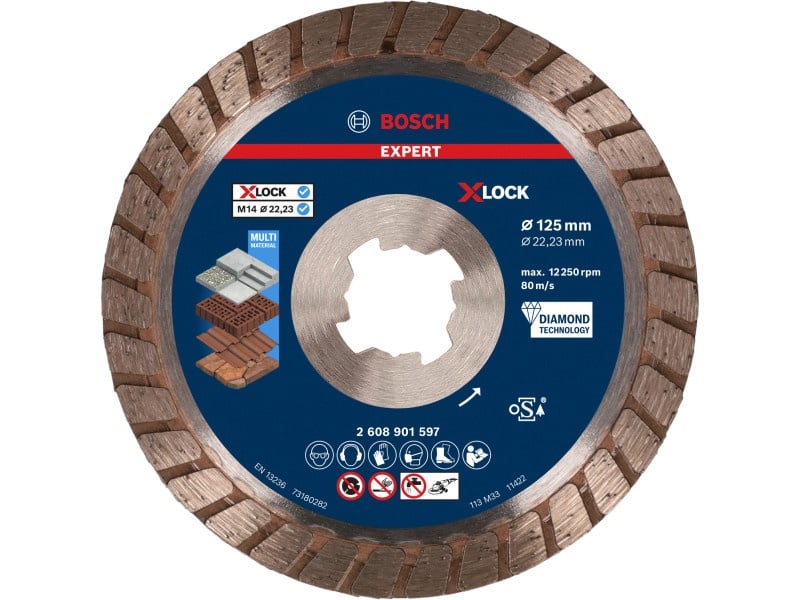 BOSCH EXPERT Disc de tăiere diamantat 125 x 2.4 x 12 x 22.2 mm turbo Multi Material X-LOCK (oSa)