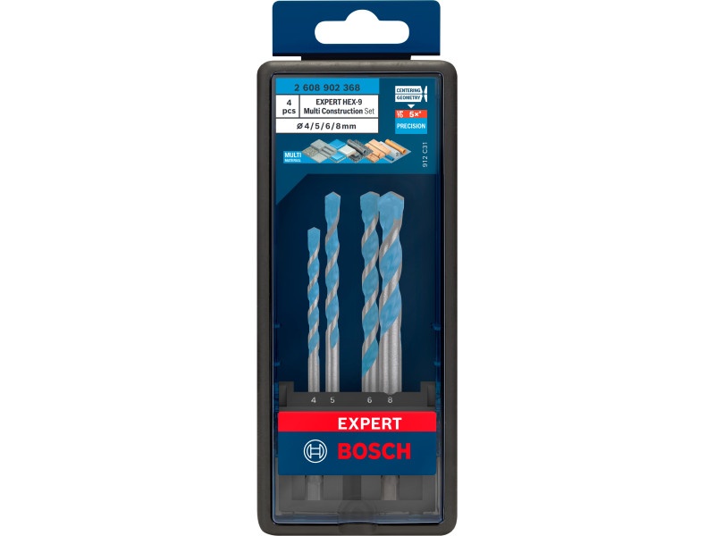 BOSCH EXPERT HEX-9 Set universal de burghie 4 piese (4 / 5 / 6 / 8 mm) 1/4" prindere burghie - 1 | YEO